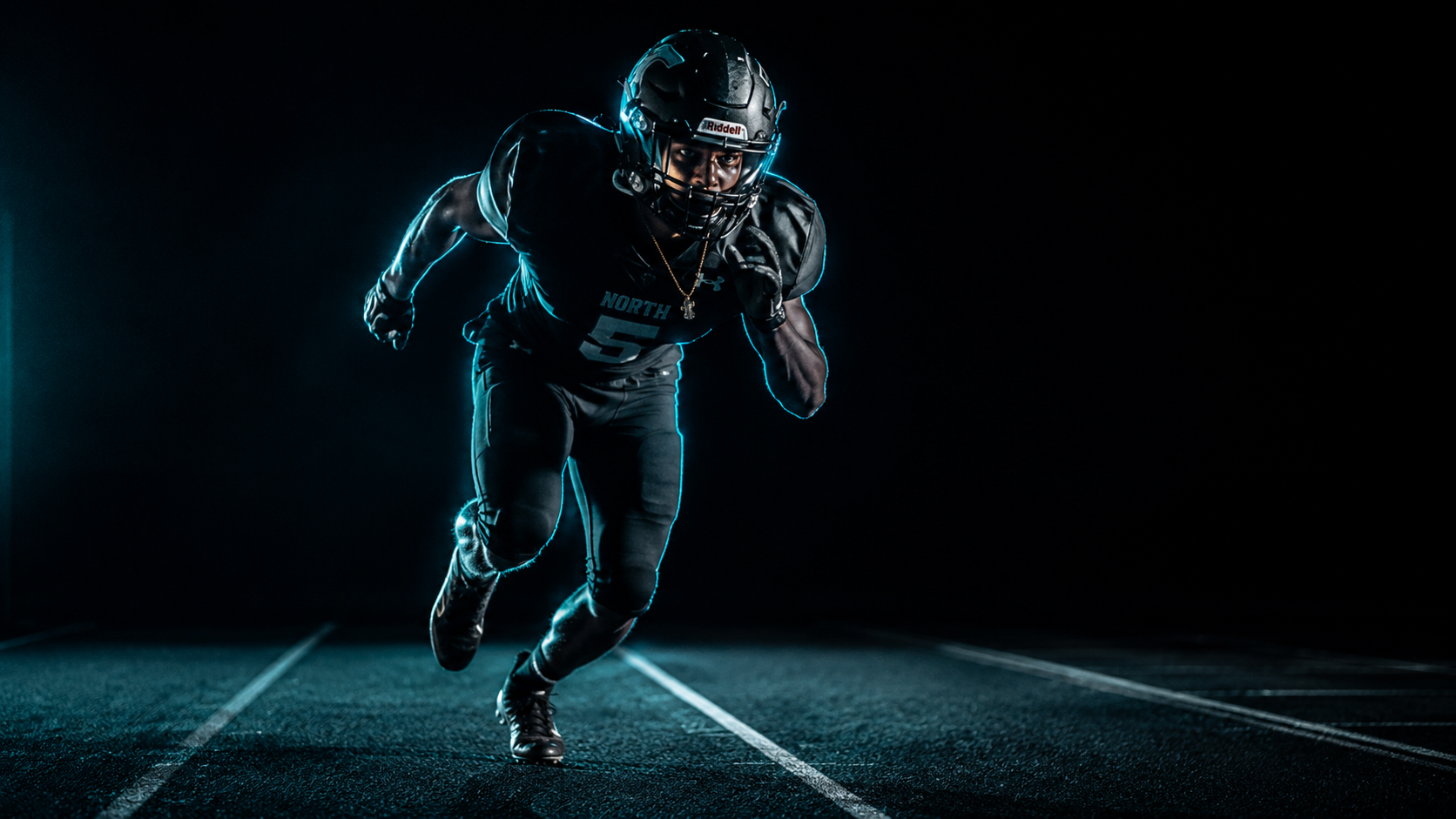 Athlete charging forward